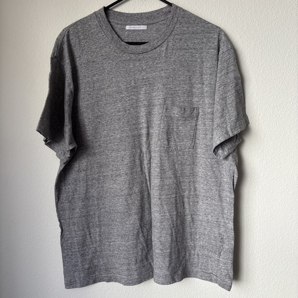 John Elliott Campus Pocket Tee Gray Short Sleeve Mens Sz 5 XXL USA SINGLE STITCH